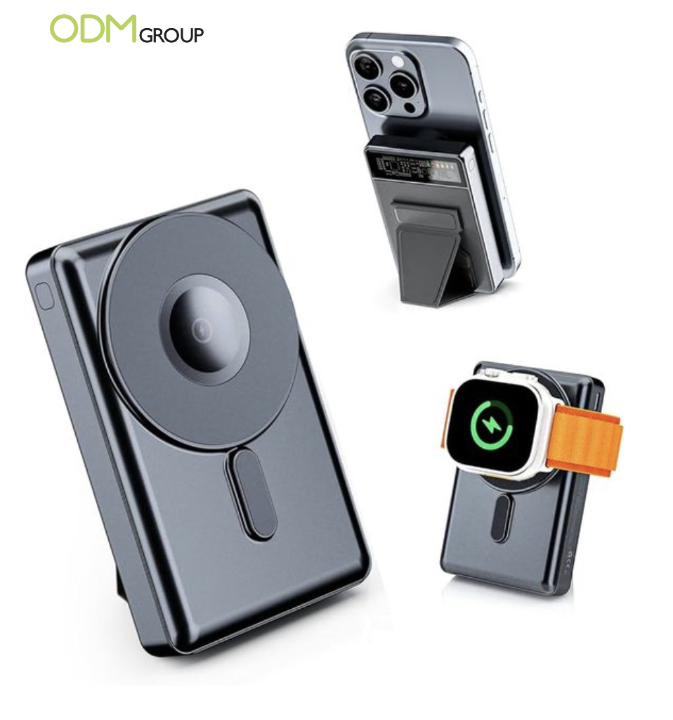 Portable chargers for phones and smartwatches by ODM Group.