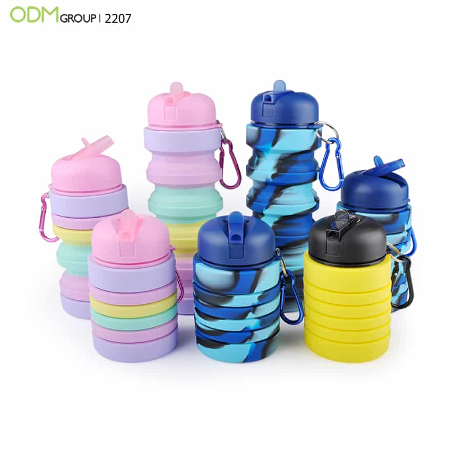 Colorful collapsible water bottles by ODM Group.