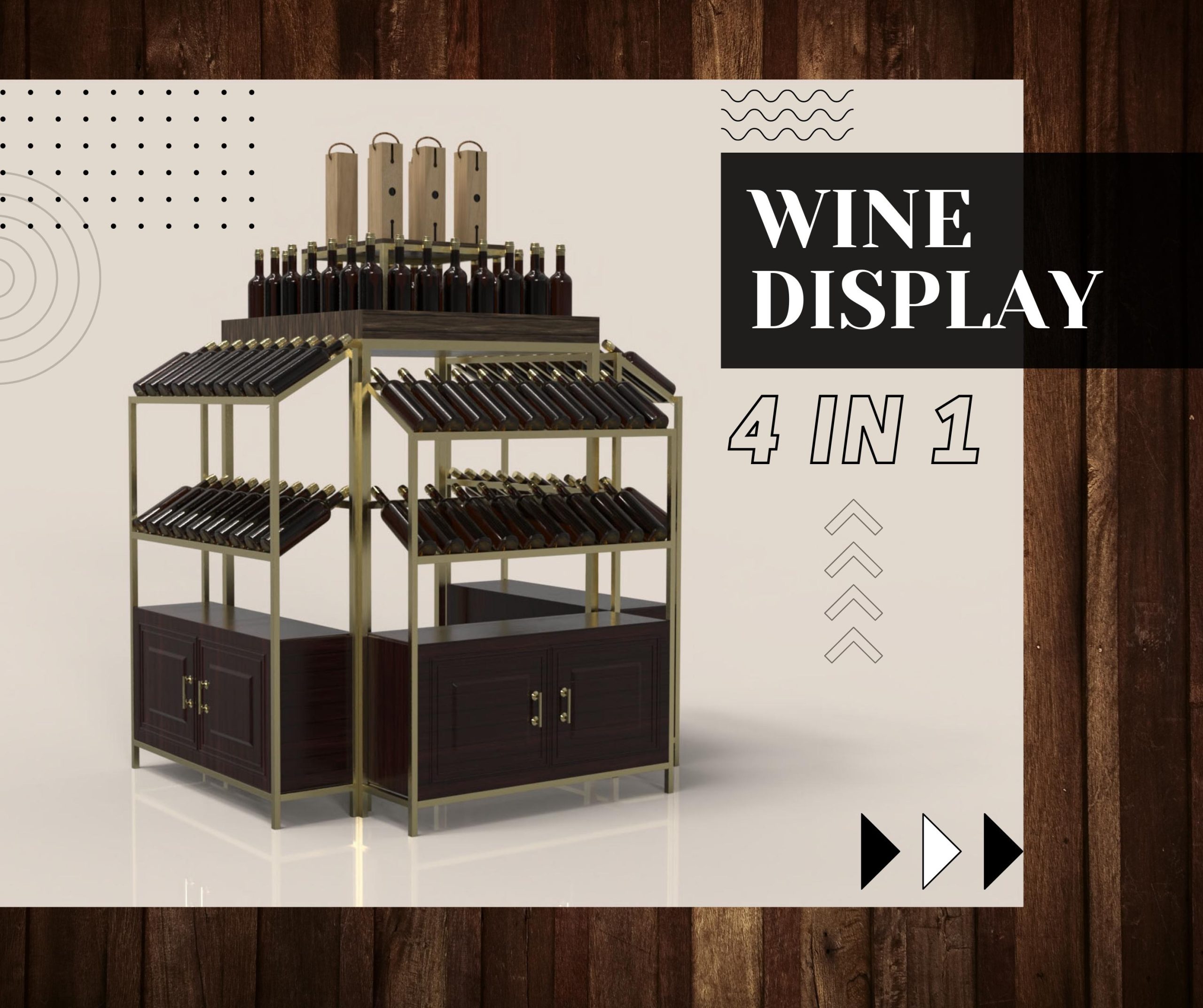 Multi-tiered wine display stand.