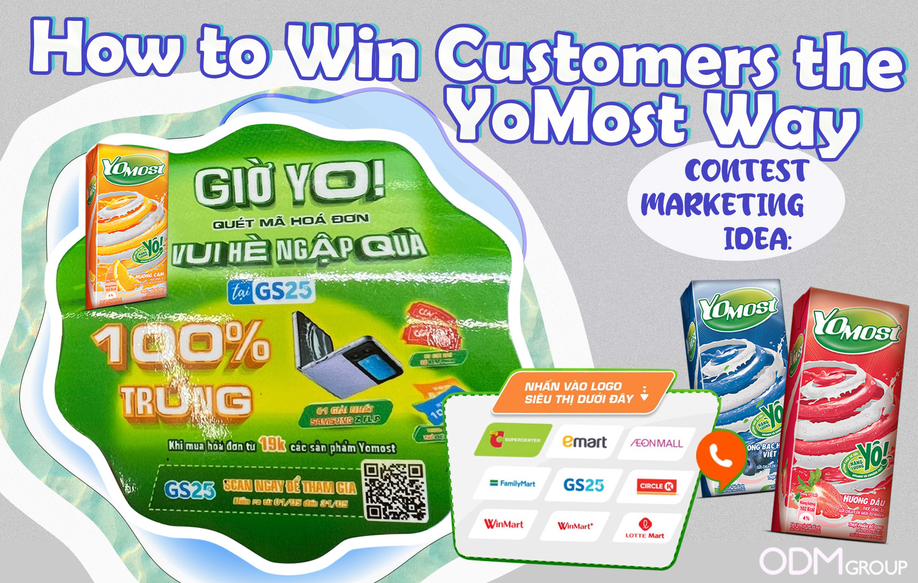 YoMost contest marketing poster promoting product purchase and participation instructions.