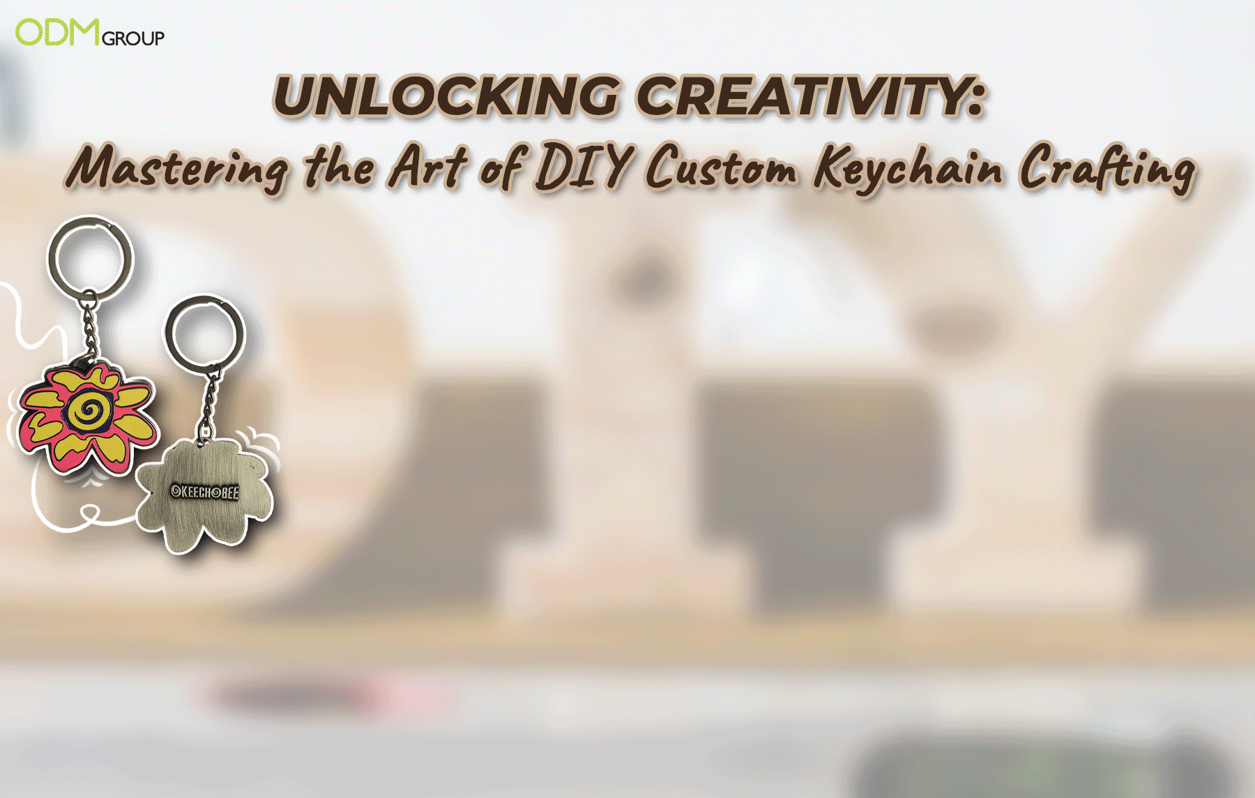 Custom keychain crafting by ODM Group featuring flower-shaped keychains.