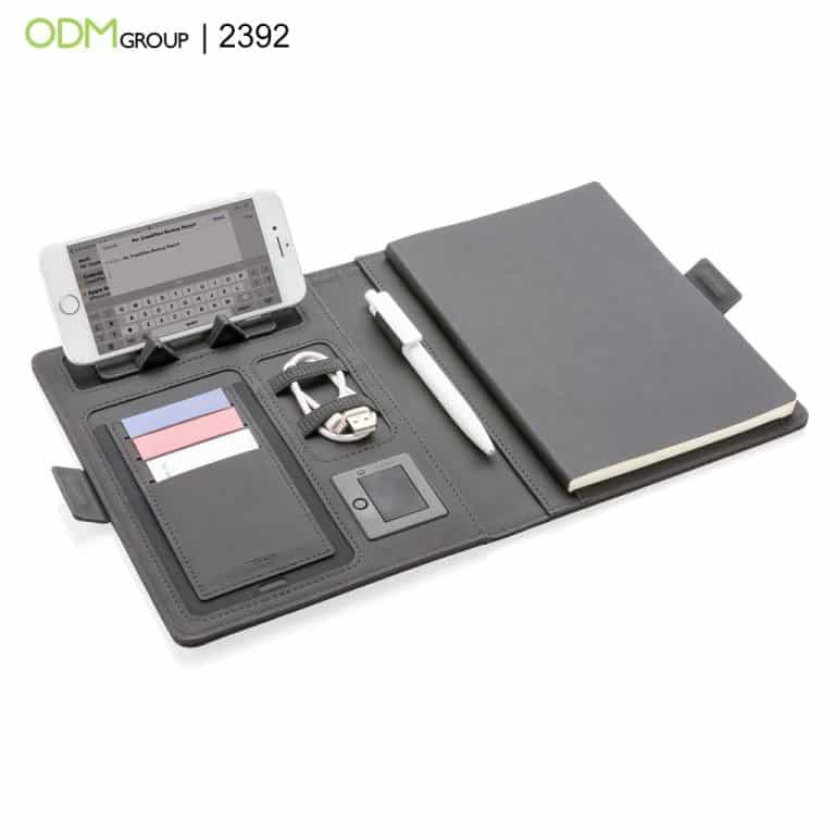 Luxury notebook set with pen and phone holder.