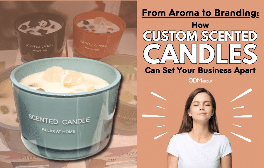 Custom scented candles in various colors and styles.