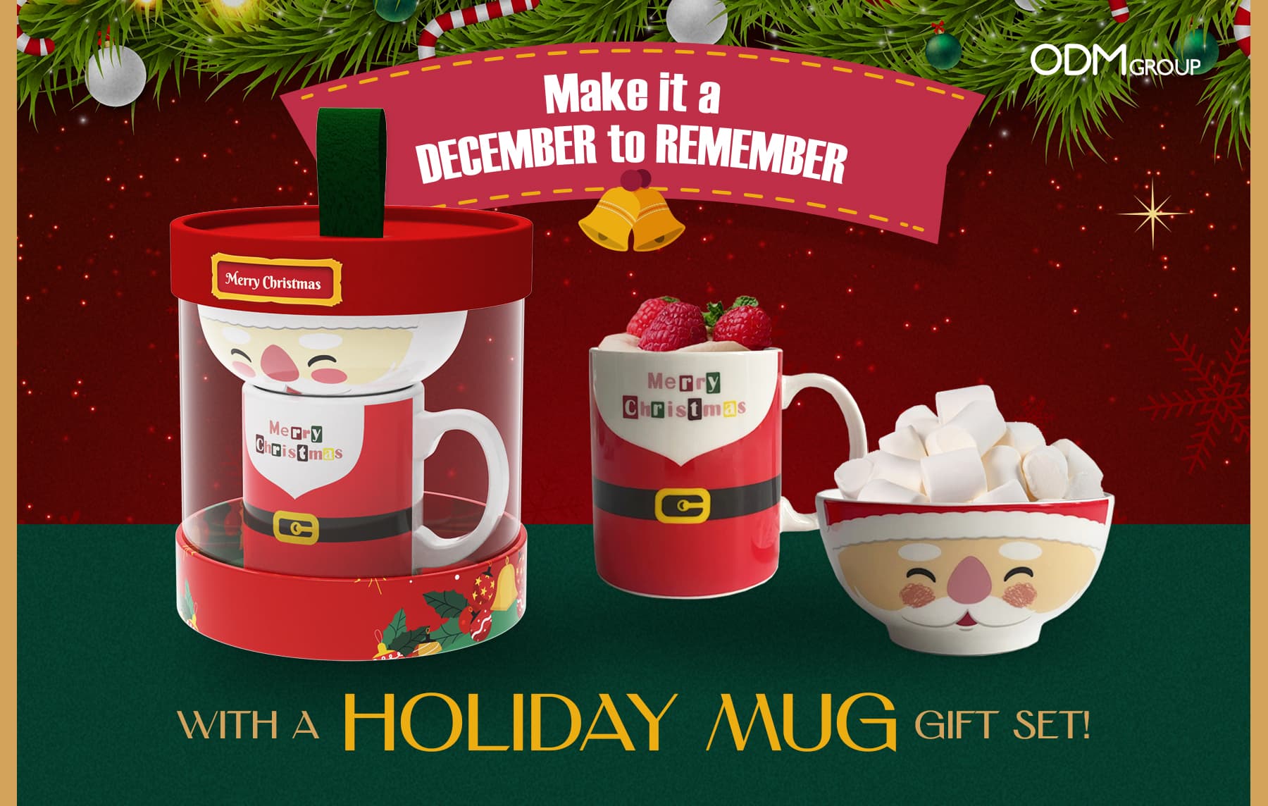 Christmas-themed holiday mug gift set with Santa design, the corporate christmas gift ideas