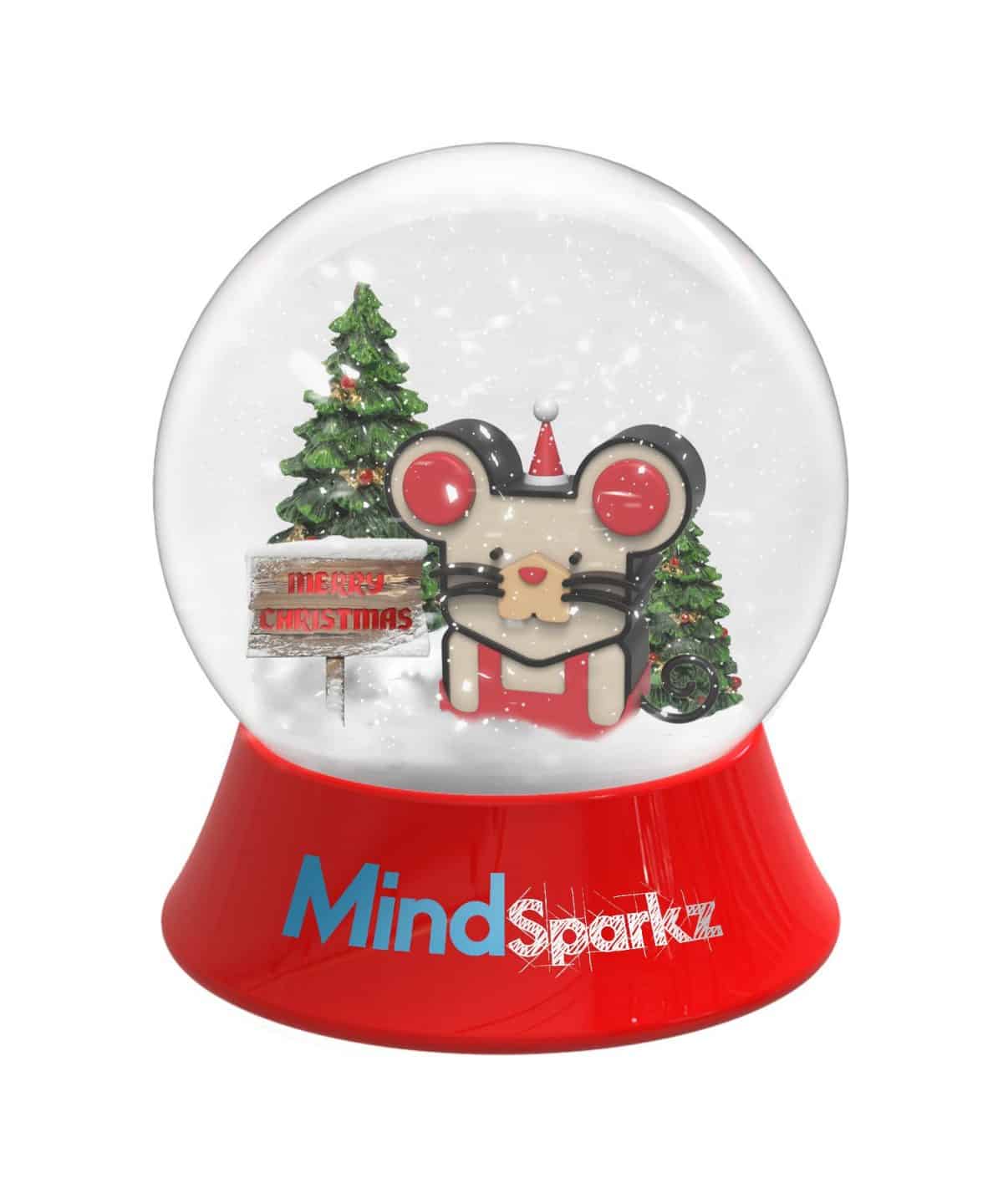 Christmas-themed snow globe with festive design.