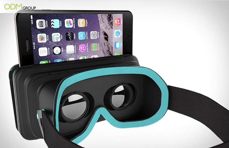 VR headset with a smartphone inserted.